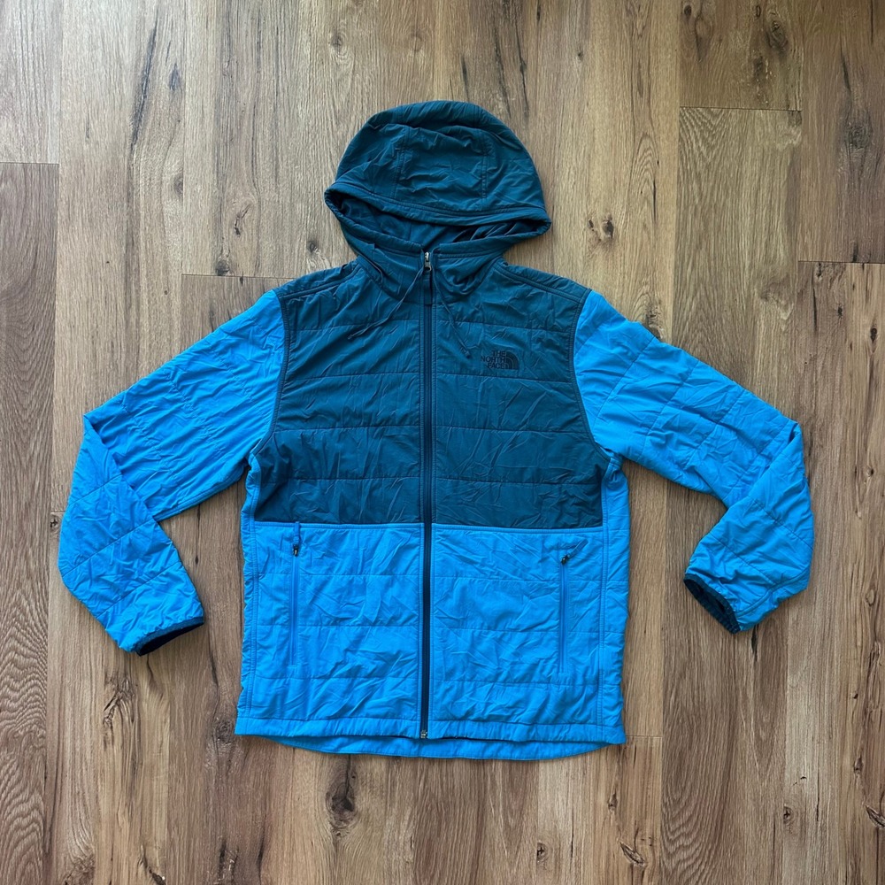 The North Face Mens Blue Quilted Lightweight Insulated Hooded Jacket Size Large - Picture 3 of 11